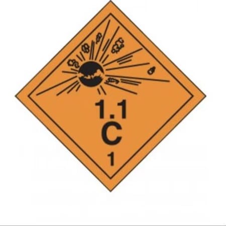 Accuform TDG PLACARD CLASS 1 273MM x 273MM TCP103VS100 TCP103VS100